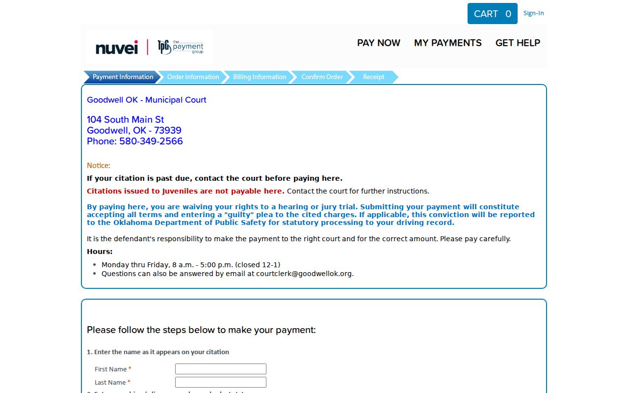 Texas County traffic warrant Goodwell court payment warning
